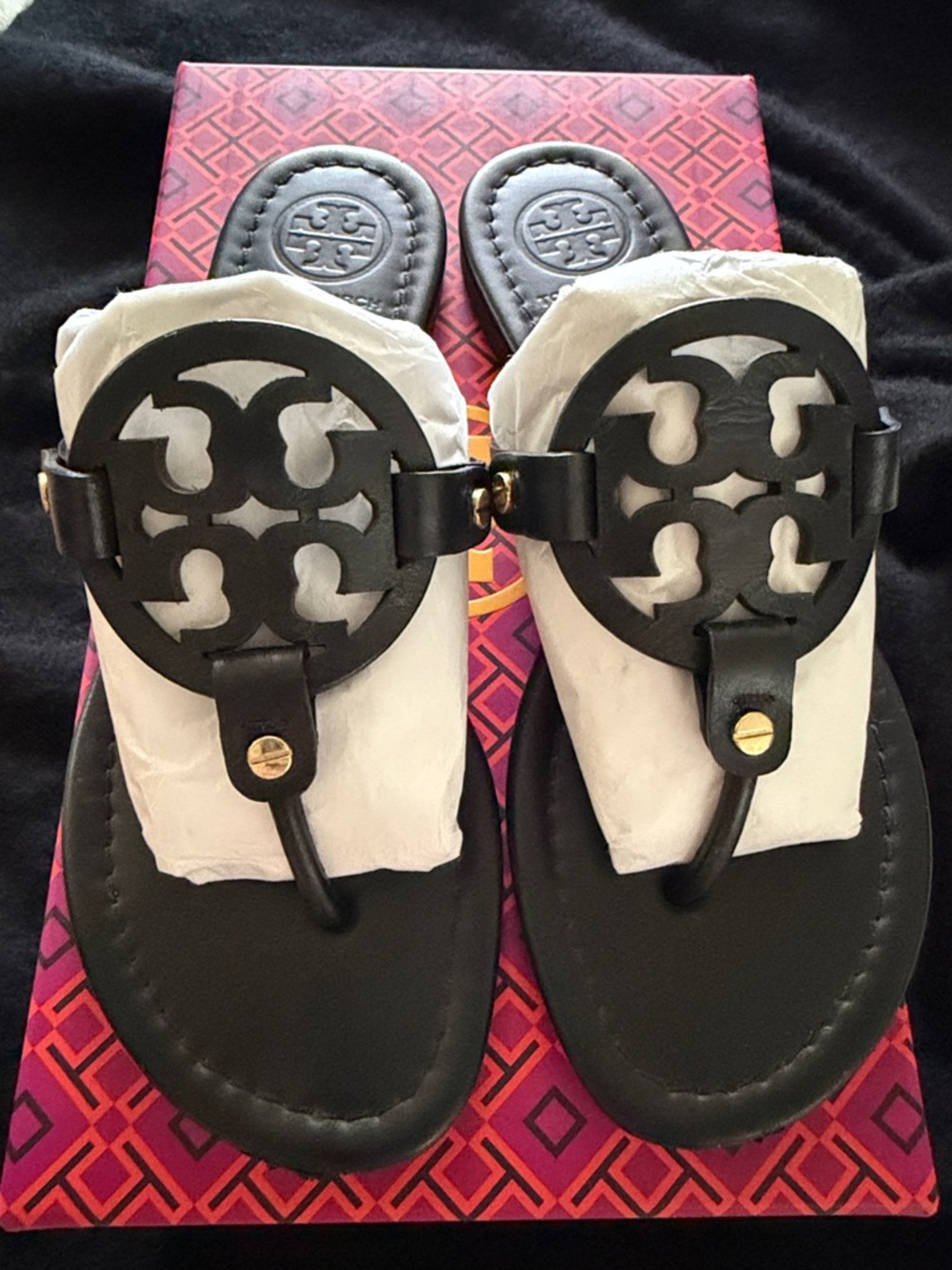 Tory Burch Black Miller Leather Sandals - Picture 3 of 6